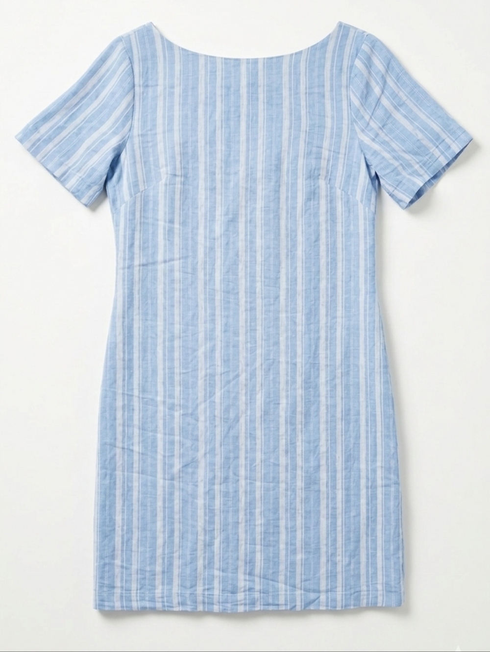 Anthropologie NWT Blue Striped Linen Shift Dress - Statement Bow Open Back